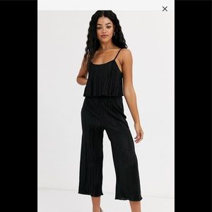 Miss Selfridge Plisse Jumpsuit Black